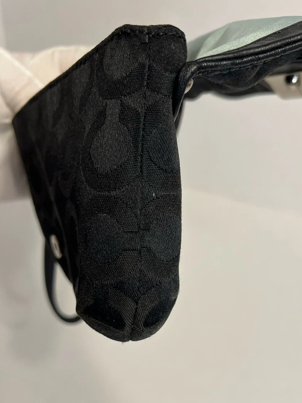 Coach Kristin Signature Op Art Black Jacquard Wristlet Clutch Bag